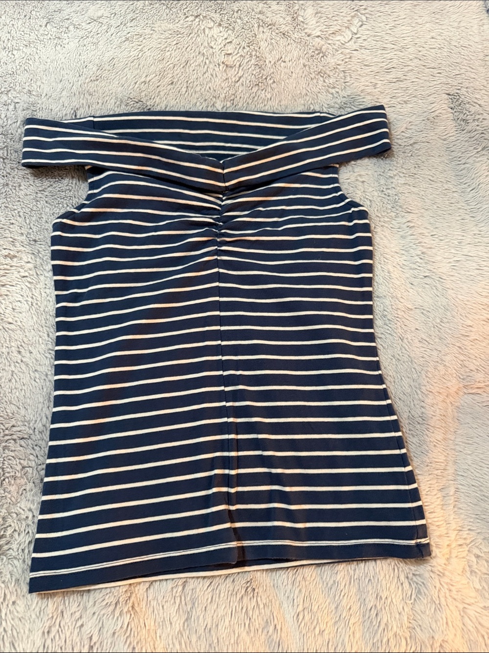 Aeropostale Navy and White Striped Off-Shoulder Camisole